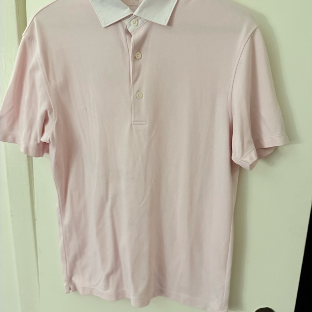 Pink Polo Shirt Classic Design with White Contrast Collar